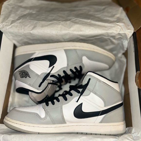 Jordan Gray and White High-Top Sneakers